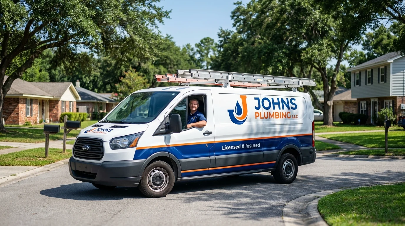 Johns Plumbing LLC service van in Slocomb, AL