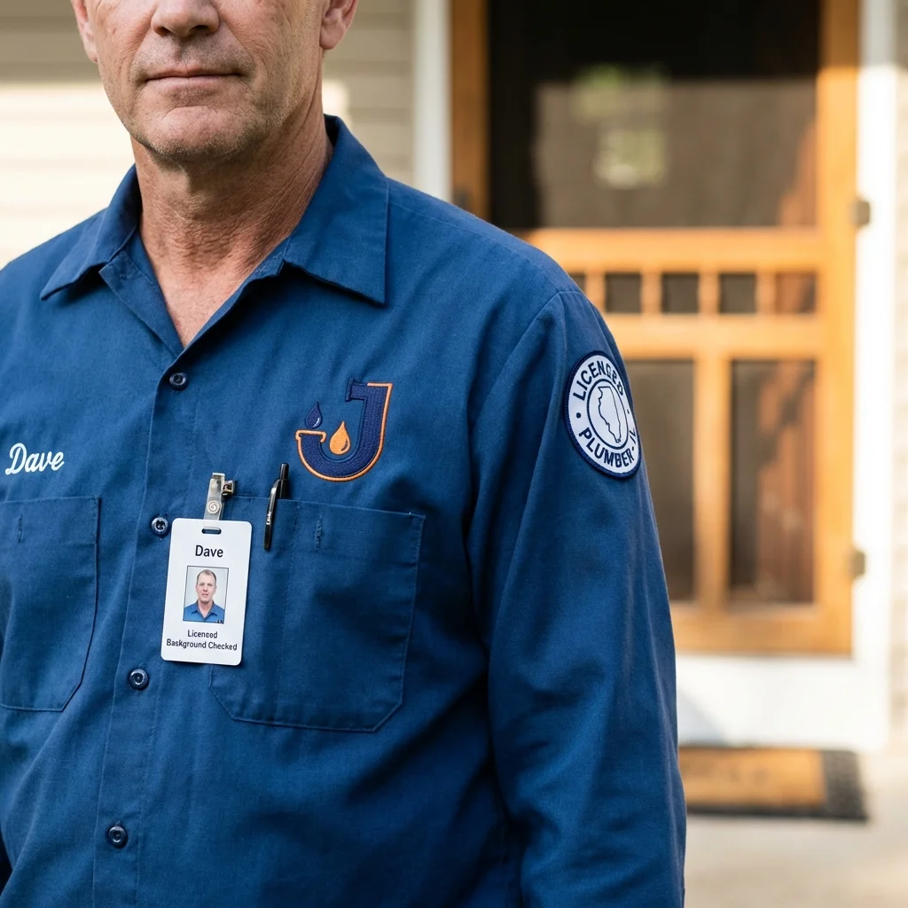 Licensed plumber showing ID badge in Slocomb, AL