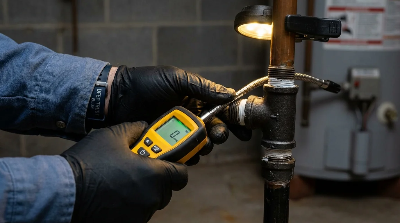 Gas leak detection with electronic sniffer by Johns Plumbing LLC in Slocomb